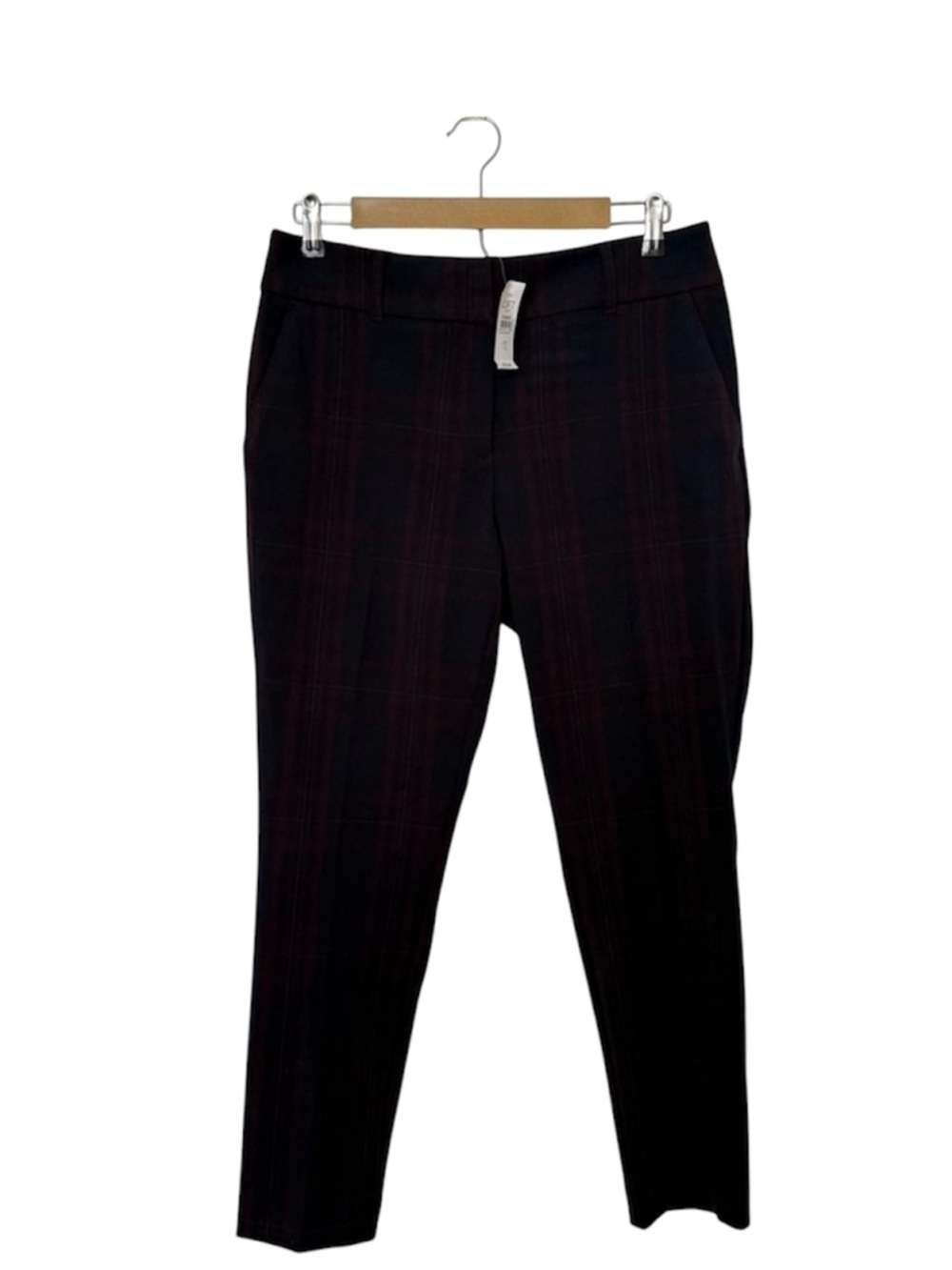 LOFT Outlet‎ Navy Red Curvy Size 8 Skinny Plaid Ankle Casual Pants NWT Preppy